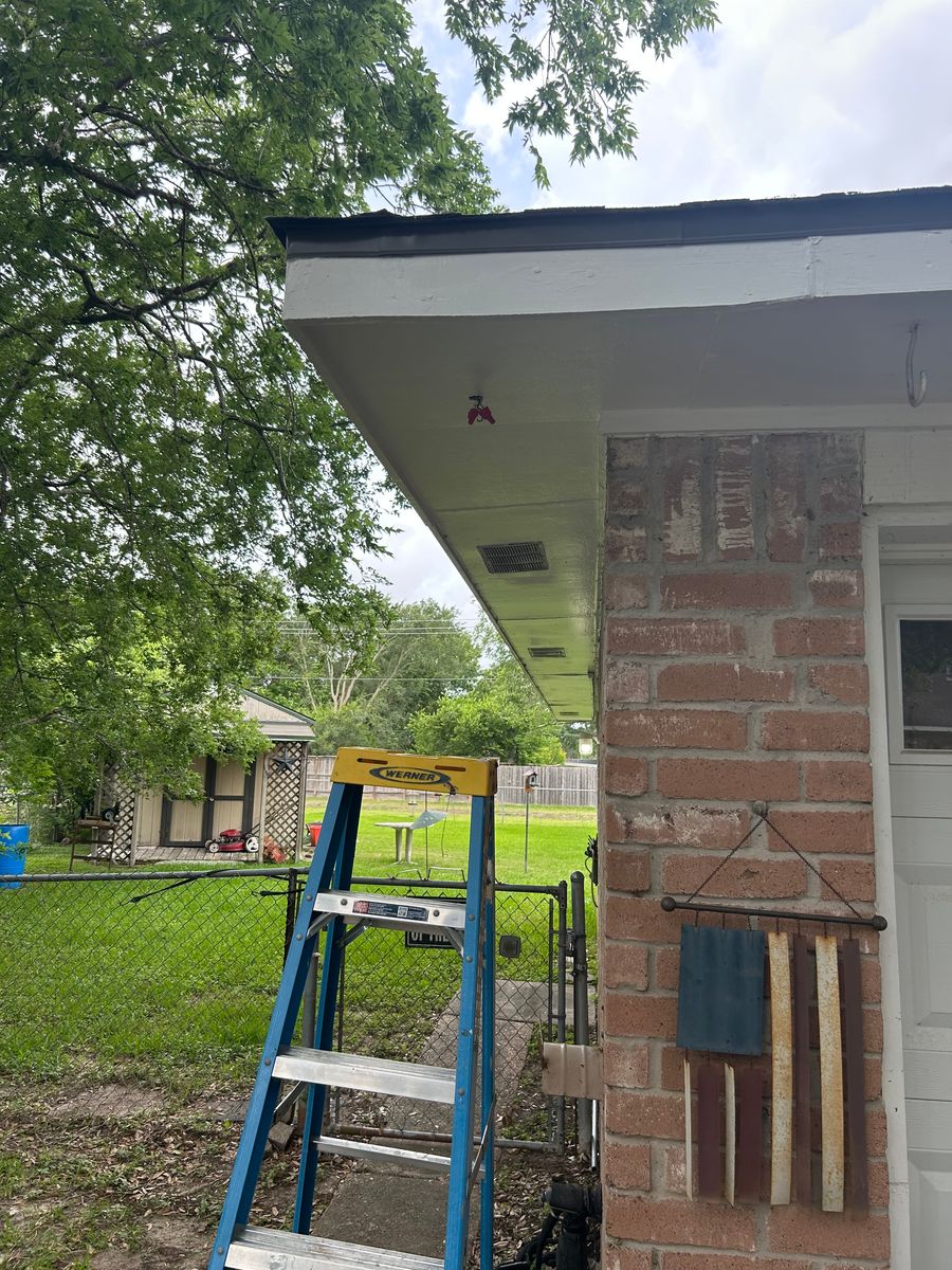After: new fascia board installed and the soffit closed back up